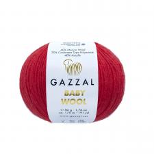 Пряжа Gazzal Baby Wool (40% шерсть мериноса, 20% кашемир ПА, 40% акрил, 50 гр/175 м),811 красный