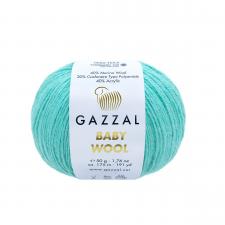 Пряжа Gazzal Baby Wool (40% шерсть мериноса, 20% кашемир ПА, 40% акрил, 50 гр/175 м),820 светло-бирюзовый