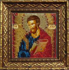 Икона Св. Апостол и Евангелист Лука. Размер - 6,5 х 6,5 см.