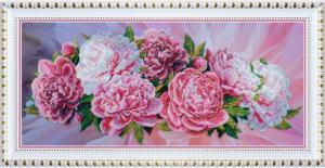 Картины бисером | Розовые пионы. Размер - 26 х 60,5 см.