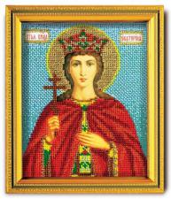Икона из ювелирного бисера "Св.Екатерина". Размер - 12 х 14,5 см.