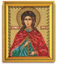 Икона из ювелирного бисера "Св.Юлия". Размер - 12 х 14,5 см.