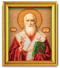 Икона из ювелирного бисера "Св.Дионисий". Размер - 12 х 14,5 см.
