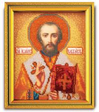 Икона из ювелирного бисера "Св.Иоанн Златоуст". Размер - 12 х 14,5 см.