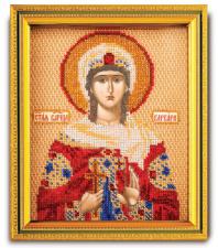 Икона из ювелирного бисера "Св.Варвара". Размер - 12 х 14,5 см.