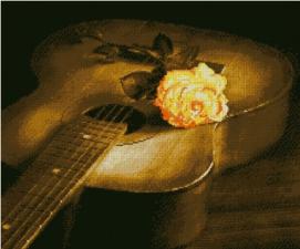 Гитара и роза. Размер - 56 х 47 см.