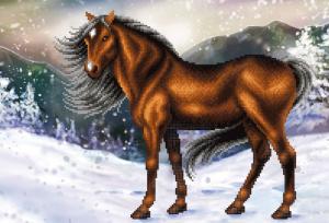 Конь на снегу. Размер - 39 х 27 см.