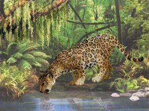 Леопард у воды. Размер - 40 х 30 см.